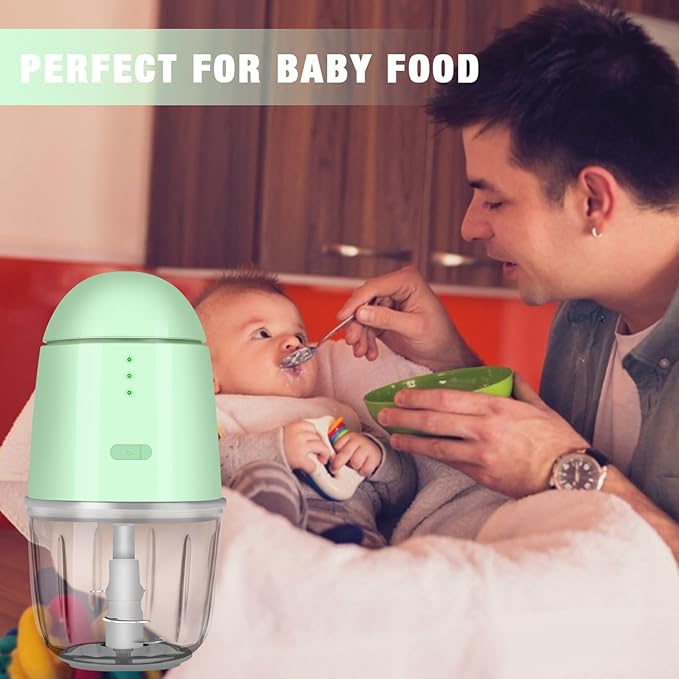 Food Processor - Cordless Mini Food Processor & Portable Small Food Chopper for Vegetables Fruit Salad Onion Garlic,Kitchen, 1.3Cup 10 0z,150 Watts,Glass Container Dishwasher Safe (Green)