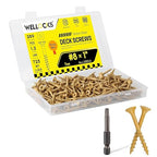 WELLOCKS Deck Screws, Wood Screws, Tan, Superior Rust Resistant, Epoxy Coated, Above 1000 Hour Salt Spray Coating T25 Torx Star Bit Included for Outdoor Wood Fence (1.2LBS Tan, #8×1")