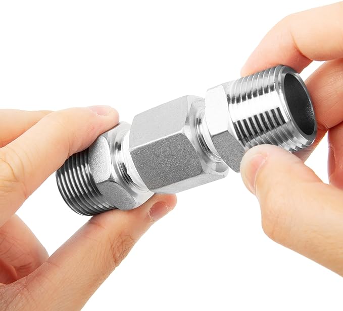 ChillWaves 304 Stainless Steel Pipe Fitting, Reducer Hex Nipple 1/4" NPT Male x 1/8" NPT Male Thread Adapter(6-PACK)