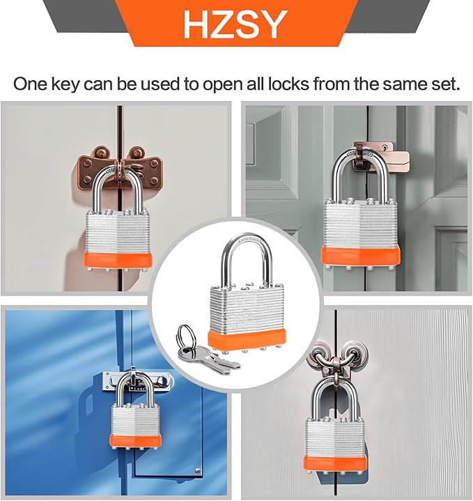 Padlocks Keyed Alike, Pack of 24, Laminated Steel Keyed Lock (1-9/16", 40mm), Padlocks with Same Key, Normal Shackle, for Toolbox, Locker & StorageUnit or More