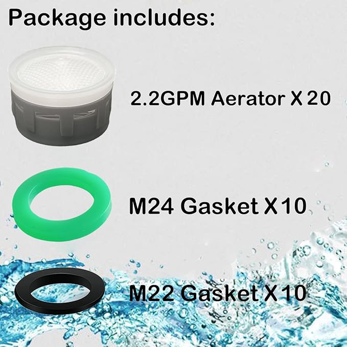 Faucet Aerator 2.2GPM Restrictor Plug-in Faucet Aerator Bathroom or Kitchen Replacement (20 pieces in white)