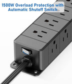 30W USB C Power Strip Surge Protector,Ultra Thin Flat Plug Power Strip 4 Side 12 Outlets,1 PD Fast Charing,2 USB-C, 2 USB-A(4 USB Total 40W),6ft Slim Extension Cord,16 in 1 Desk Power Bar,1200J Black