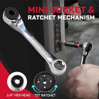 66Pcs Tools Set Packaged with Heavy-duty Tool Box, Include Impact Screwdriver Bits, Nut Driver, Mini Ratchet Wrech and Impact Bit Holder for Home Repairs DIY