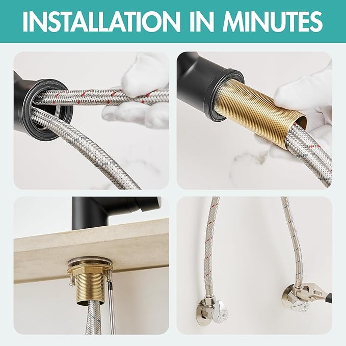 Kitchen Faucet,Kitchen Faucets with Pull Down Sprayer AIMADI Commercial Style Single Handle Matte Black Kitchen Faucet with Sprayer