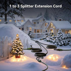 K KASONIC - 25 FT Halloween Lights Outdoor Extension Cord 1 to 3 Splitter, 3 Prong Outlets Plugs, 16AWG/3C SJTW Weatherproof Wire for Holiday Decoration Light, ETL Listed, Black