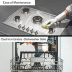 Empava 30 Gas Stainless Steel 5 Italy Sabaf Sealed Burners with NG/LPG Conversion Stove Top Cooktops Designed for Kitchen and RV Use, 30 Inch