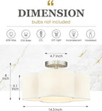 Semi Flush Mount 4-Light 14Inch Ceiling Lights with Fabric Shade in Quatrefoil Shape, Brushed Nickel for Nursery, Hallway, Bedroom, Kitchen - AD-22007-4SF-SN