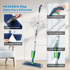 Spray Wet Mops for Hardwood Floor Cleaning: MEXERRIS Flat Mop with 5 Washable Pads for Swiffer Powermop - Floor Mop Dust Dry Mops with 2 Bottles for Laminate Vinyl Tiles Wood