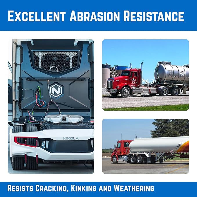 12 FT Air Line Hose Assembly Set Straight Heavy Duty Air Power Hoses for Semi Truck Trailer Tractor