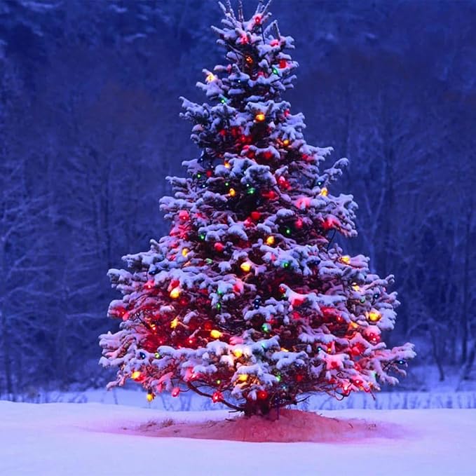 25 Pack C7 Multicolor Christmas Replacement Lights Bulbs, Ceramic Bulbs for Night Light Christmas Outdoor Patio Indoor String Lights, C7/E12 Candelabra Base, 5 Watt- Multicolor