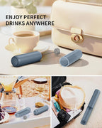 CIRCLE JOY Rechargeable Milk Frother Hanheld, Dual Ring Electric Coffee Frother, Portable Hand Frother Wand Drink Mixer for Matcha Lattes Cappuccino, Kitchen Gifts, Blue