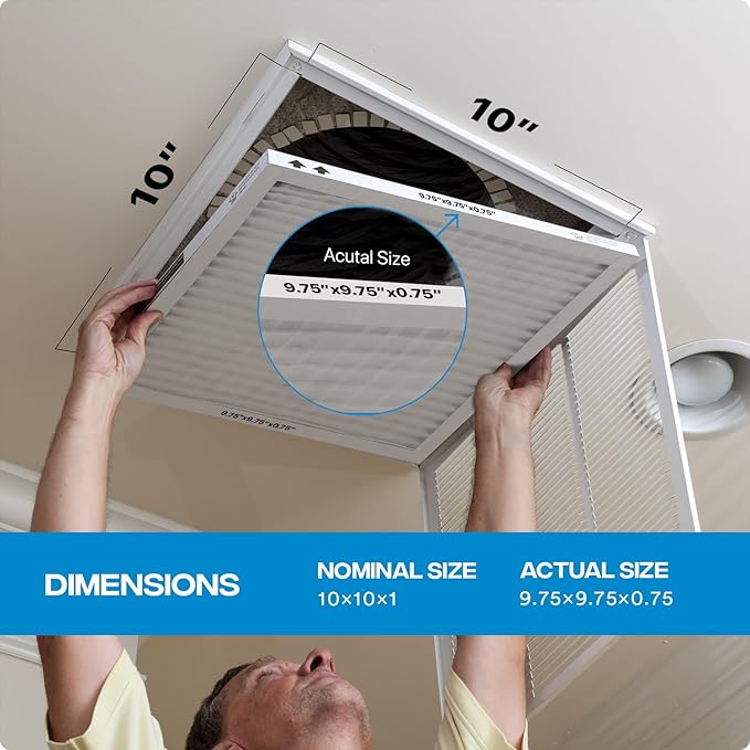 Simply 10x10x1 Air Filter, Merv 13, MPR 1500, 6 Pack, For Home AC Furnace & HVAC (Actual Size: 9.75"x9.75"x0.75") DUST, Pet, & Allergy Control