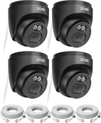ZOSI C220 4Pack 4MP 2.5K QHD Add-On PoE IP Camera Outdoor, 1440p Surveillance Outdoor Camera to Home Security System, Only Work with ZOSI PoE NVR, 100ft Night Vision, AI Human Detection, One-Way Audio