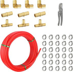 1/2 Inch-100 ft Foskan Red PEX-B Pipe,Water Tubing with a Pipe Cutter,10 PCS Brass Crimp Fittings & 30 PCS Pex Clamps