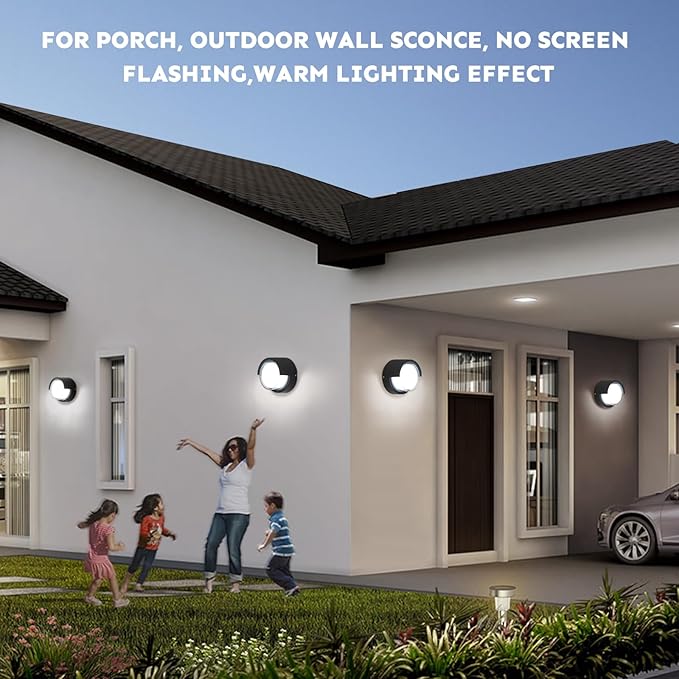 Patio Wall Light 4 Pack 12W Outside Wall sconces 6500K Cold Lights Outdoor Wall Light Modern Wall Porch Light Outdoor Light Fixture