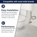 12 Inch Flexible Toilet Connector, 7/8" Ballcock x 3/8" Compression Stainless Steel Braided Toilet Hose Supply Line for Toilet Hose Replacement