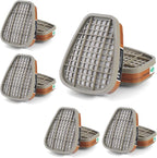 6001 Filter Cartridges for Respirator, Dust-Proof, Organic Vapor, Pollen and Chemical Cartridges, Compatible with 6200, 6800, 7502, FF402 Respirator 10PCS(5Pack), Brown