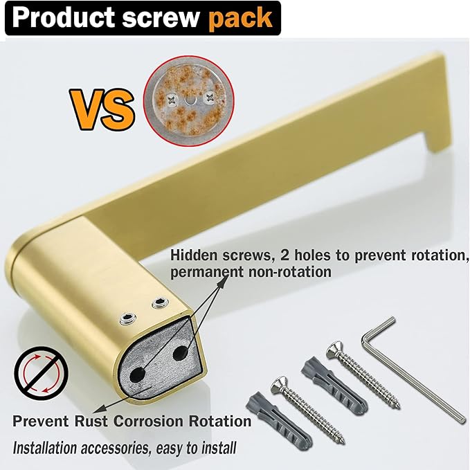 RANDOM Brushed Gold Bathroom Hardware Set Bathroom Towel Holder Set 4 Piece Include 18” Gold Towel Bar Toilet Paper Holder and 2 Towel Hooks Wall Mount Stainless Steel Brushed Gold Towel Bar Set