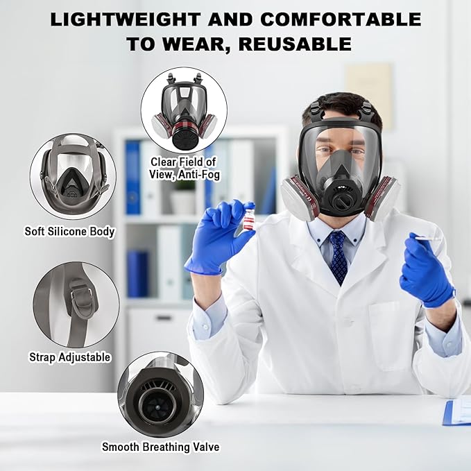 Half & Full Face Respirator Mask with Filters, Gas Masks for Construction Work, Paint, Dust, Spray, Welding, Sanding