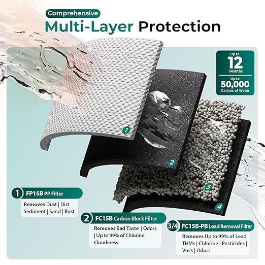 iSpring 3-Stage Whole House Water Filter System, SGS-Tested to Remove Up to 99% Lead, Reduces Chlorine & Sediment, Whole Home Water Filtration System w/ 10” x 4.5” Filters, Model WGB31B-CPB
