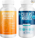 Aura Vitamin Mega Antioxidant Bundle | Hydrolyzed Collagen & AFA Stem Cell | Hydrolyzed Collagen with Vitamin C, Aphanizomenon Flos-Aquae | Celula Madre Skin, Hair and Nail Support – 60 Each Caps (3)