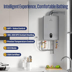 Westinghouse Natural Gas Tankless Water Heater Indoor Installation Max 7.9 GPM 180,000 BTU, WIFI Enable Temp Self Modulating Non Condensing High Efficiency for House or Commercial, APOLO Performance