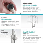 KRAUS Oletto Touchless Sensor Commercial Pull-Down Single Handle Kitchen Faucet with QuickDock Top Mount Assembly in Spot Free Antique Champagne Bronze, KSF-2631SFACB