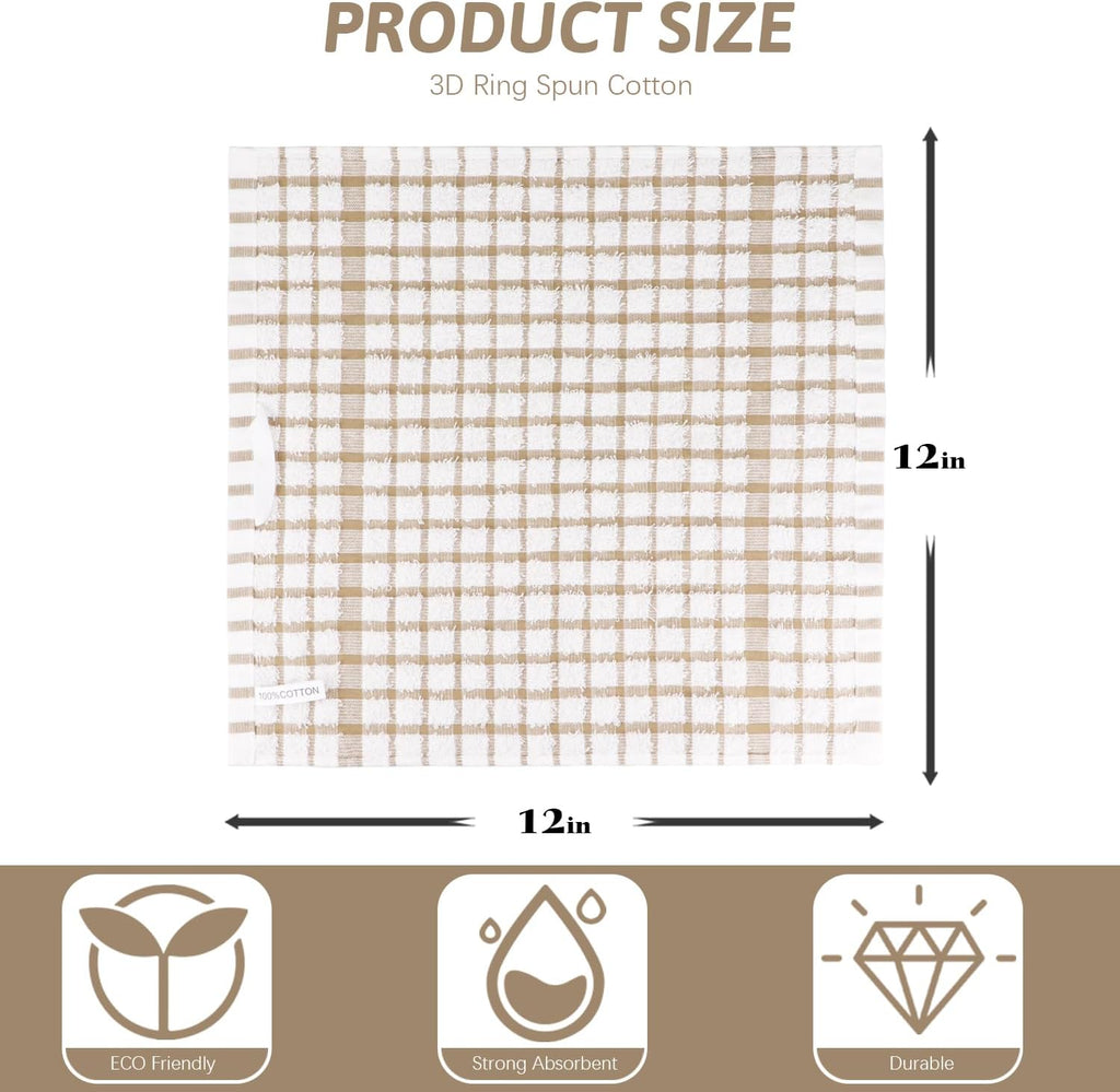 Nialnant 12PCS Little Yellow Plaid Dish Cloths,100% Cotton Soft Absorbent Cleaning Rags,Quick Drying Dish Towels for Kitchen,Washing Dishes-Little Yellow Plaid,12 x 12 in