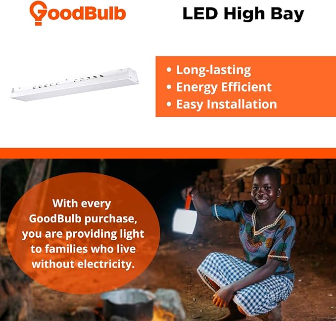 105 Watt 4 Foot High Bay | 5000K Daylight High Output 14079 Lumens | Wired 105W 120-277V High Bay | 50000 Life Hours 134LM/w | 1 Pack by GoodBulb