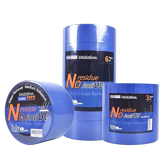 ADHES Blue Painters Tape, 2.83 inches x 60Yards, Masking Tape for Painting, Paint Tape No Residue Outdoor Anti UV Multi Surface Use