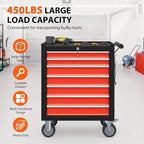 7-Drawer Rolling Tool Chest, Tool Box with 4 Wheels and Drawers, High Capacity Detachable Mobile Tool Storage Cabinet for Garage, Workshop, Mechanics and Repair Room (Black&Red)