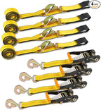 Heavy Duty 4-Pack Axle Tie Down Straps for Trailers - 2" x 114" Car Hauler Straps with Snap Hooks - 10,000 lbs Break Strength, 3300 lbs Capacity - DOT Certified Wheel Tie Downs (Yellow)