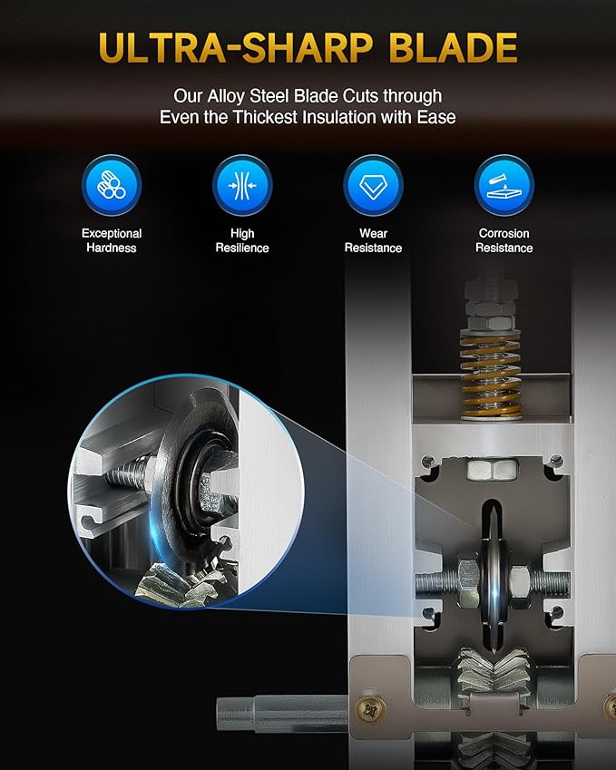 CREWORKS Manual Wire Stripper Machine, 0.06"-0.98" Wire Stripping Machine, Wire Stripping Tool for 1.5-25 mm Scrap Wire Leftover Cable, Copper Wire Stripper with 2 Feed Hole Plates for Power Drill