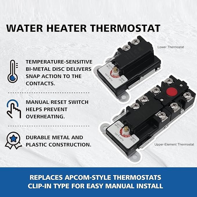 LONG TERM EWH-01 Electric Water Heater Tune-Up Kit, Includes 4500W 240V Water Heater Elements, Upper Thermostat, Lower Thermostat, Elements Gaskets