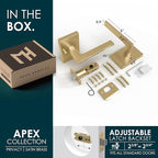 Mega Handles Apex Privacy Door Handle - 1 Pack Interior Reversible Gold Door Handle, Heavy Duty Bed & Bath Door Handles with Privacy Door Lock, Fits All Standard Doors - Satin Brass