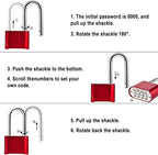 Combination Lock, 4-Digit Heavy Duty Combo Lock, Combination Padlock Outdoor Waterproof Gate Locks for Outdoor Fence, Locker, Sheds, Gym, Gate Hasps (Long Shackle) (2pcs-Red)