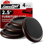 Ezprotekt 2.5 inch Non Slip Round Wood Furniture Pads for Hardwood Floors, 4 Pcs Anti Slip Furniture Coaster for Chair Sofa Bed Couch, Furniture Cups with Anti-Slide EVA Anti-Scratch (Dark Brown)