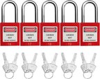 SAFBY Lockout Tagout Locks, Safety Padlock, Keyed Differently Loto Safety Padlocks for Lock Out Tag Out Kits Station (Red 11-20)