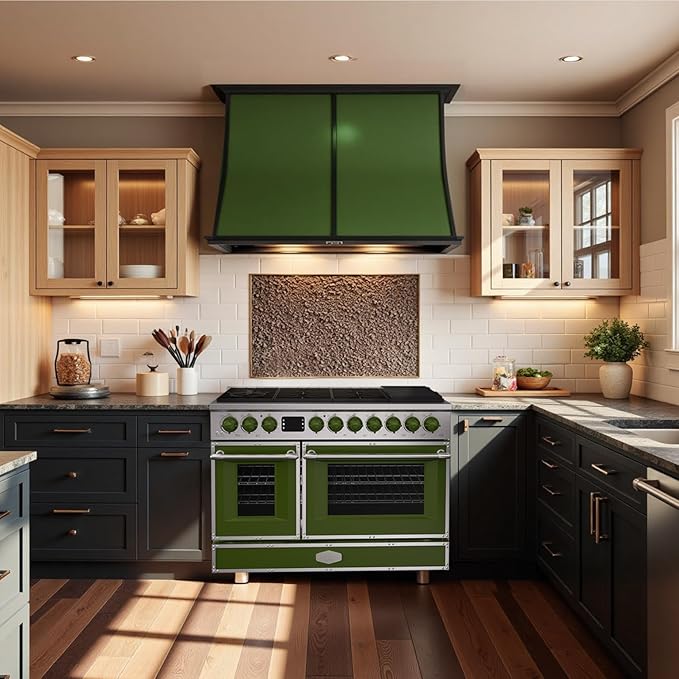 Akicon 48" Freestanding Gas Cooktop Oven Combo, Features 8 Sealed Burners, 6.7 Cu.ft Rapid Convection Oven, Convertible Fuel (NG/LP), Durable Cast Iron Grating (GASGASB1)