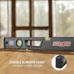 CHANNELLOCK 24-Inch, Professional-Grade Aluminum Box Level with Solid Block Acrylic Vials, 5200-0024