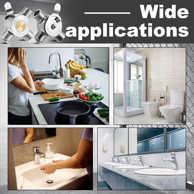 2 Pcs 1/2" Manual Mixing Valve Hot Cold Water Temperature Mixer Thermostatic Mixing Valve for Home and Bathroom Below Deck to Adjust Water Temperature, 4 Braided Faucet Connector Included