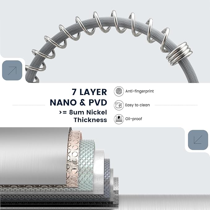 APPASO 3-Mode Kitchen Faucet with Soap Dispenser, Stainless Steel Pull Down Faucet for Kitchen Sink, Spring High Arc Tall Modern Single Handle Kitchen Sink Faucet with Sprayer Brushed Nickel