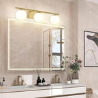 New Bathroom Vanity Light Fixtures 3 Lights Brushed Brass Glass Shade Modern Wall Bar Sconce Over Mirror