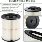 9-17816 Red Stripe Vacuum Cartridge Filter Replacement Compatible with Craftsman Wet/Dry 5/6/8/12/16/32 Gallon and Larger(2 Pack)