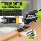 COMOWARE 28Pcs 5-Type Ti-Coated High-Carbon Steel Oscillating Blades, 2" Cut Depth for Metal/Wood/Plastic, Universal Multi-Tool Durable Blades Kit