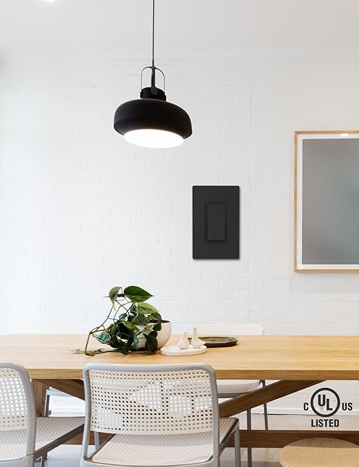 Aida 10 Pack Matte Black 3 Way Light Switch Decorative Square Light Switch, 15Amp, 120/277 Volt, Rocker Paddle, Self-Grounding, Screwless Wall Plate, UL Listed, Black