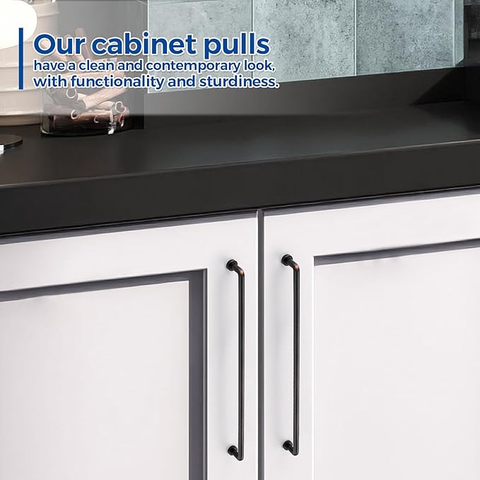 JOY DECOR Cabinet Pulls – 12-3/5 Inch Hole Center, Oil Rubbed Bronze, 10 Pack, Zinc Alloy Cabinet Handles for Drawers & Cupboard – Vintage Style Hardware for Kitchen, Bathroom, Dresser