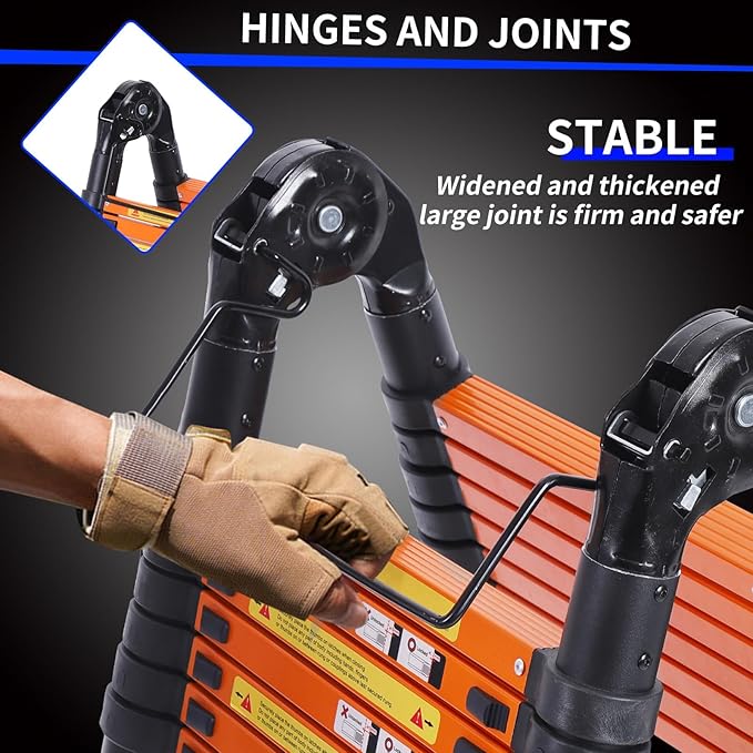 JADDUO 16.5FT A-Frame Telescoping Ladder Aluminum Compact Extension Ladder with Tool Platform & Stabilizer Bar Portable RV Ladder for Camper/Motorhome, 330lbs (Black)