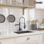 GIMILI Kitchen Faucet with Pull Down Sprayer Single Handle High Pressure Kitchen Sink Faucet Commercial Double-Headed Stainless Steel Kitchen Faucets Brushed Nickel and Black