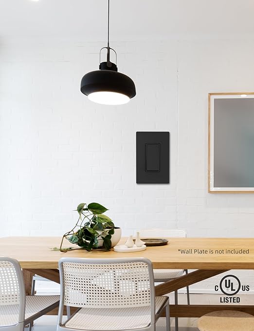 AIDA Matte Black Single Pole Decorator Light Switch, 15Amp, 120/277V, Decorative Paddle Rocker Switch Replacement, Electrical Wall Switch,Residential/Commercial Grade, UL/CUL (20 Pack)